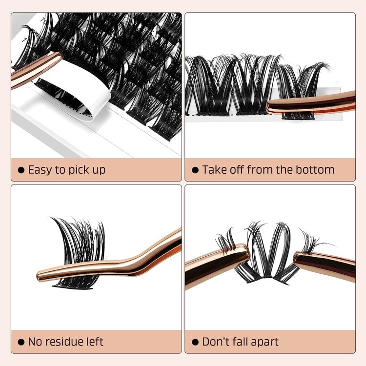 120pcs Lc07 Mixed Size Diy Self-Grafting False Eyelashes, Christmas Natural Thin Stem, Slouchy Three Steps To Make Lash Fans Lash Clusters,Eye Lash Clusters,Individual Eyelashes,Lashes,Fake Lashes - White - View 7