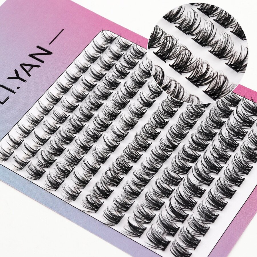 120pcs Lc07 Mixed Size Diy Self-Grafting False Eyelashes, Christmas Natural Thin Stem, Slouchy Three Steps To Make Lash Fans Lash Clusters,Eye Lash Clusters,Individual Eyelashes,Lashes,Fake Lashes