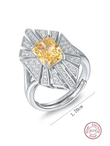 1入優雅復古925銀&鋯石戒指,適合女性日常穿戴、婚禮紀念日、周年慶祝、萬聖節禮物