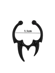 1 pieza simple & dulce en forma geométrica no-piercing con toro cuerno Clip de nariz , Anillo de nariz falso para hermoso estilo - Negro - Ver 2