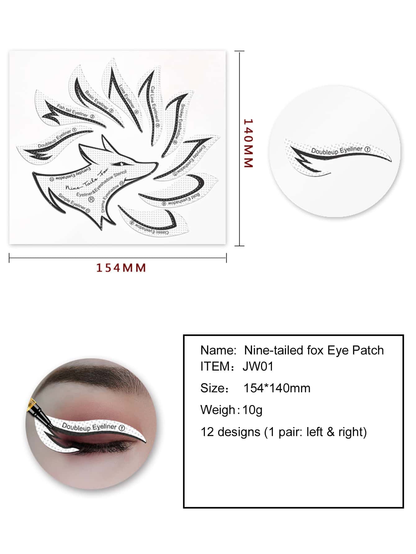 Nine Tail Fox Eye Makeup Stencil Eyeliner Shape Mould Patch SHEIN USA