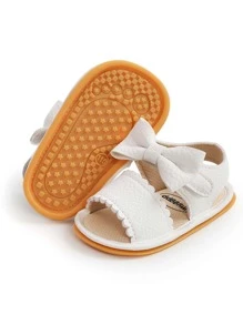 2023 Spring/Summer White Bow Knot Soft Sole Anti-Slip Infant Shoes Toddler Learning To Walk Shoes Infant Slippers