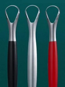 1入組舌頭刮刀，不銹鋼材質，溫和呵護舌頭，舌頭塗層清潔劑鐵盒包裝 - 銀色 - 查看 4