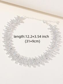 1pc Fashionable & Sparkling Bridal Full Cubic Zirconia Geometry Style Choker Necklace - Silver - View 6