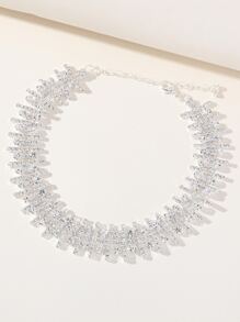 1pc Fashionable & Sparkling Bridal Full Cubic Zirconia Geometry Style Choker Necklace - Silver - View 2