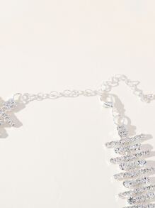 1pc Fashionable & Sparkling Bridal Full Cubic Zirconia Geometry Style Choker Necklace - Silver - View 4