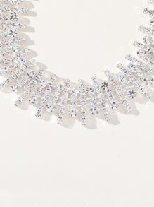 1pc Fashionable & Sparkling Bridal Full Cubic Zirconia Geometry Style Choker Necklace - Silver - View 3