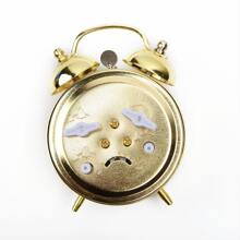 機械金色合金鬧鐘,手動發條復古金屬鐘,迷人的家庭鬧鐘 - 黃色 - 查看 6