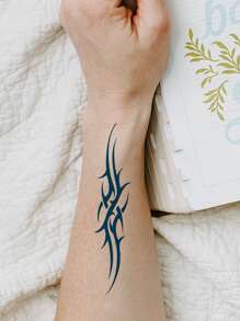 3 piezas de calcomanías temporales de tatuajes con diseño gráfico asimétrico - Marrón - Ver 3