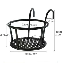 1入組陽台花盆架，適用於百合等室內植物和植物，帶鐵欄杆衣架和牆壁裝飾，黑色