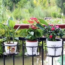 1入組陽台花盆架，適用於百合等室內植物和植物，帶鐵欄杆衣架和牆壁裝飾，黑色