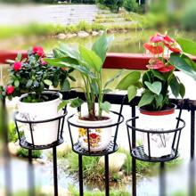 1入組陽台花盆架，適用於百合等室內植物和植物，帶鐵欄杆衣架和牆壁裝飾，黑色