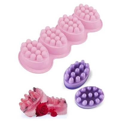 1pc 4-Cavity Ellipse Silicone Mold For Soap, Massage Soap, Diy Soap, Plaster, Aroma Stone Decoration