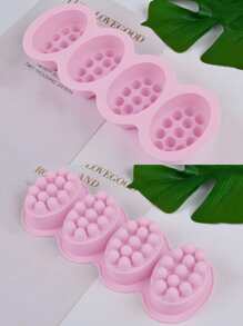 1pc 4-Cavity Ellipse Silicone Mold For Soap, Massage Soap, Diy Soap, Plaster, Aroma Stone Decoration - Mauve Purple - View 2