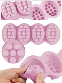 1pc 4-Cavity Ellipse Silicone Mold For Soap, Massage Soap, Diy Soap, Plaster, Aroma Stone Decoration - Mauve Purple - View 6