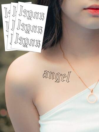 3入組/套英語字母臨時紋身貼貼紙