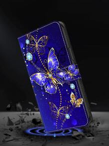 GLANDOTU Ốp lưng ví gập có nam châm bằng da PU màu xanh dương, tương thích với Samsung Galaxy và các dòng điện thoại khác (Họa tiết bướm xanh) Tương thích với iPhone 15/15Plus/15Pro/15Promax Chống nước, chống sốc, chống rơi, chống trầy xước, phiên bản quốc tế, không phải phiên bản nội địa - Nhiều màu - Xem 6