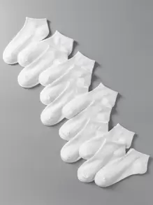 12雙白色素色平底設計透氣和止汗走女士短襪 - 白色 - 查看 2