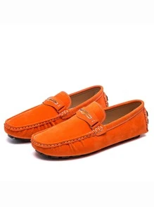 Men Metal Decor Driving Shoes, Leisure Driving Loafers - Orange - View 2