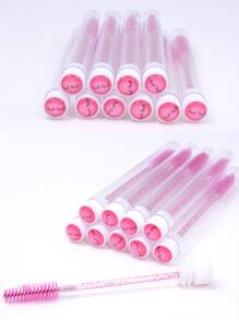 10Pcs Hot Pink Glitter Eyelash Brushes With Dust-Proof Tubes Reusable Shining Lash Mascara Wand Spooly In Clear Case,Eyebrow Brush,Eyeshadow Brush,Spoolie,Spoolie Brush - Hot Pink - View 4