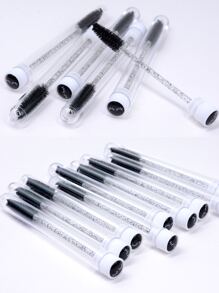 10Pcs Black Glitter Eyelash Brushes With Dust-Proof Tubes Reusable Shining Lash Mascara Wand Spooly In Clear Case,Eyebrow Brush,Eyeshadow Brush,Spoolie,Spoolie Brush - Black - View 3