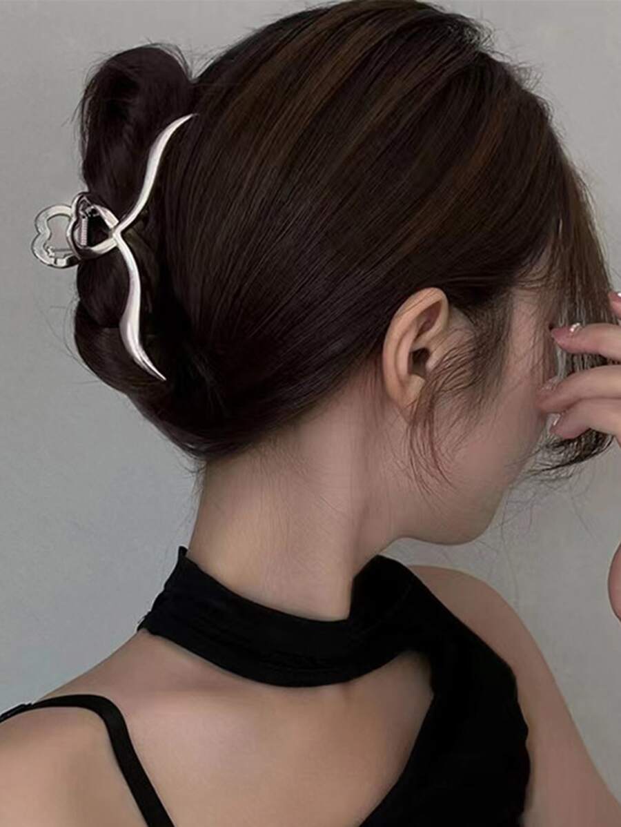 Simple Silver Hair Claw Clip - Silver - View 1