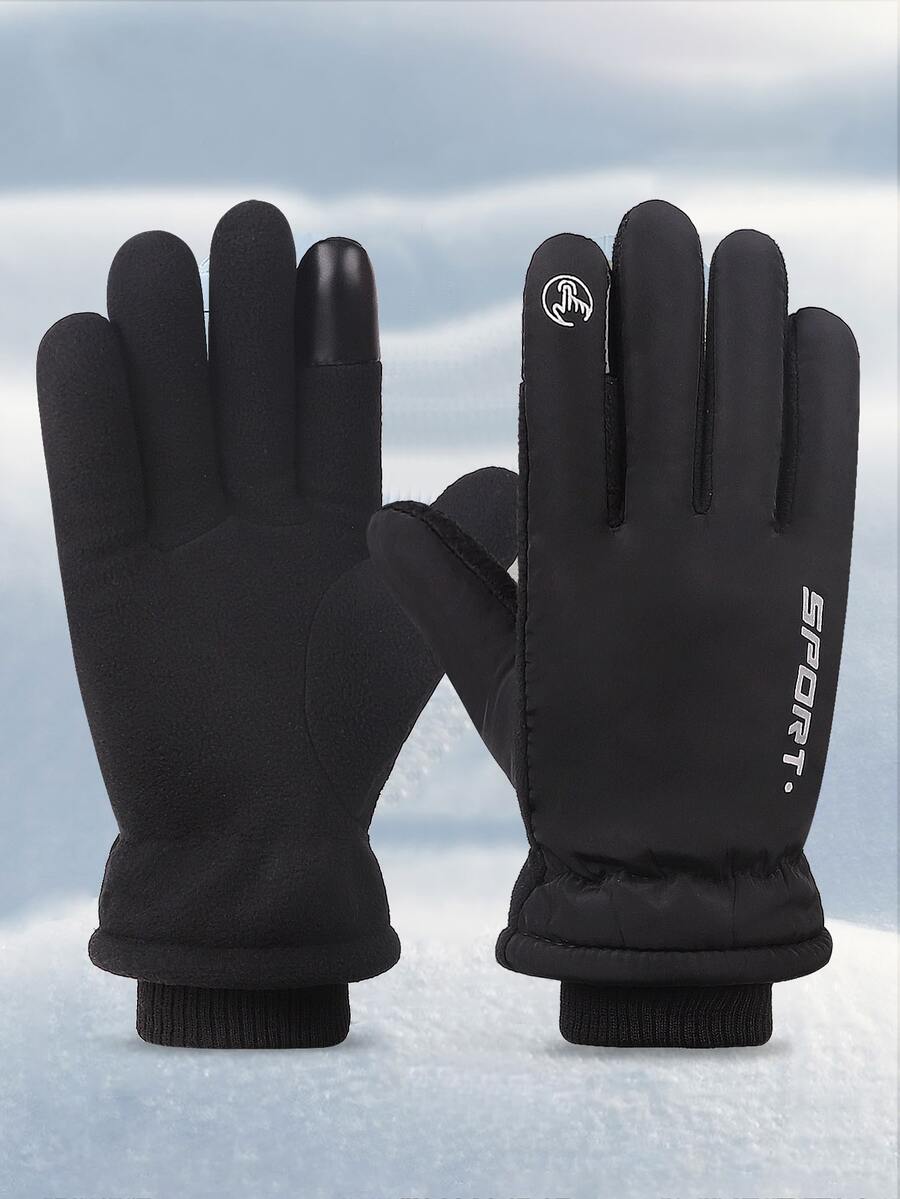 1雙男士/女士滑雪手套，防水觸摸屏雪地手套，防滑滑雪板手套，適合寒冷天氣冬季保暖手套