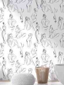 Giấy dán tường họa tiết đường nét nữ tính kích thước 17,7in*9,8ft*1 tấm, họa tiết Giáng sinh, bóc ra và dán, miếng dán tường cây cải tạo chống thấm nước, tranh tường đẹp có thể tháo rời, trang trí nhà cửa, nghệ thuật treo tường, trang trí tường, miếng dán cải tạo, tấm ốp tường bóc ra, giấy dán tường, giấy dán tường, vật dụng trang trí mùa xuân làm mới ngôi nhà của bạn, miếng dán trang trí Rama quà tặng trang trí nhà cửa cho năm mới - Đen và trắng - Xem 12