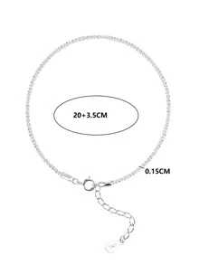 1條閃亮鏈條純銀腳鍊，適用於女性派對假日 - 銀色 - 查看 2