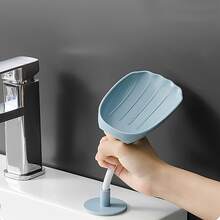 1入組免打孔壁掛式肥皂支架帶排水,貝殼形肥皂盒