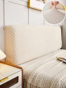 1入組全新加厚彈力天鵝絨防塵床頭保護套，彈力床頭板套 - 米色 - 查看 1