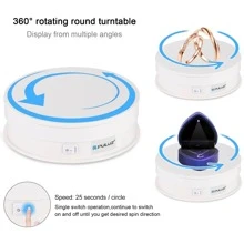 PULUZ 15cm USB 電動旋轉展示架攝影用道具拍攝檯，可承載1-5kg（白色）