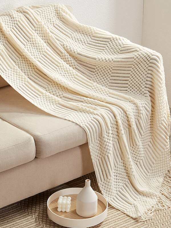 بطانية محبوكة بلون سادة، بتصميم فقاعات النسيج، للاستخدام في الأسرة، المنزل، العمل أثناء التكيف مع درجات الحرارة، والنوم الظهيرة