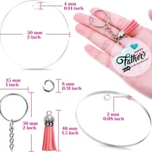 30 Bộ DIY Móc Khóa Bạc Móc Khóa Với Nhảy Vòng Tua Rua Acrylic Đĩa Mặt Dây Chuyền Móc Khóa Làm Vật Dụng - Bạc - Xem 3
