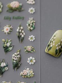 1sheet 5d Stereoscopic Floral Nail Art Stickers With Adhesive Backing DIY - Multicolor - View 2