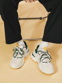 夏天流行爸爸鞋男士透氣網布跑步和休閒運動鞋 - 綠色 - 查看 11