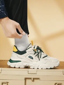 夏天流行爸爸鞋男士透氣網布跑步和休閒運動鞋 - 綠色 - 查看 8