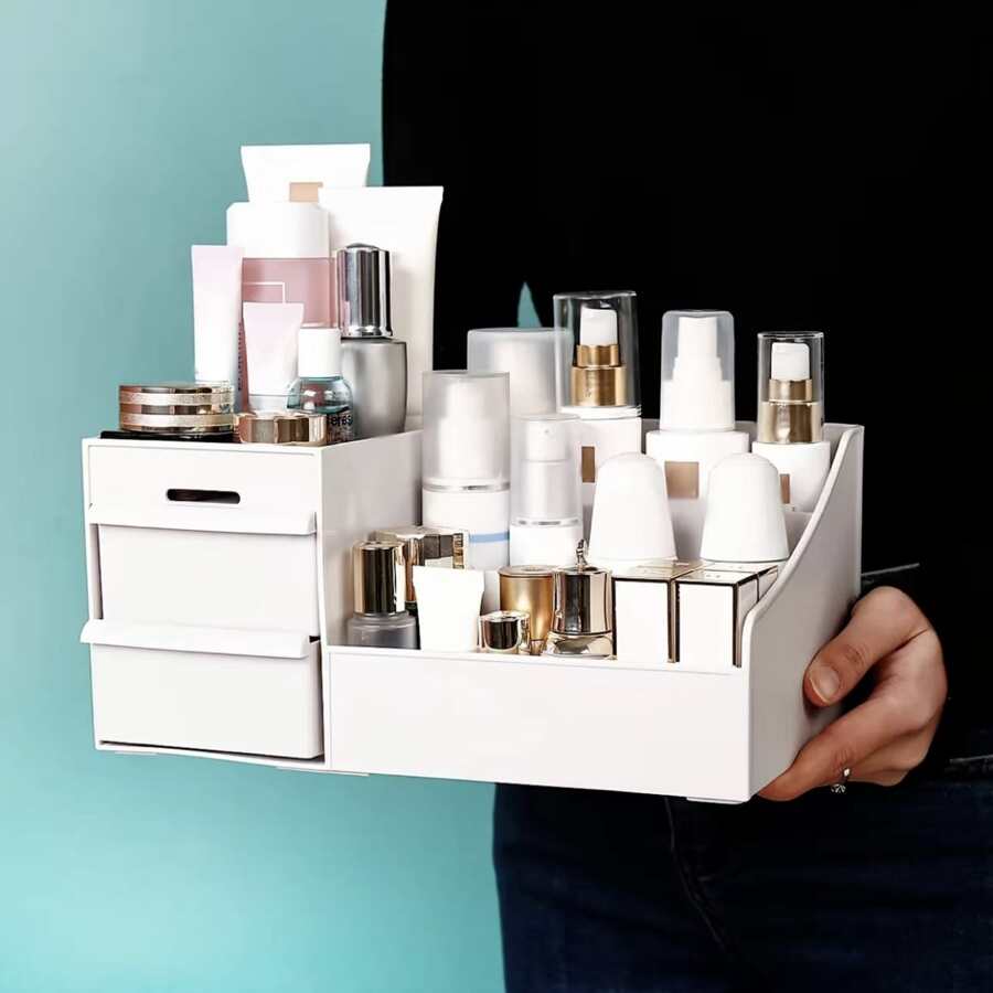 Organize your skin care Routine with this stylish White Drawer Storage Box - White - View 1