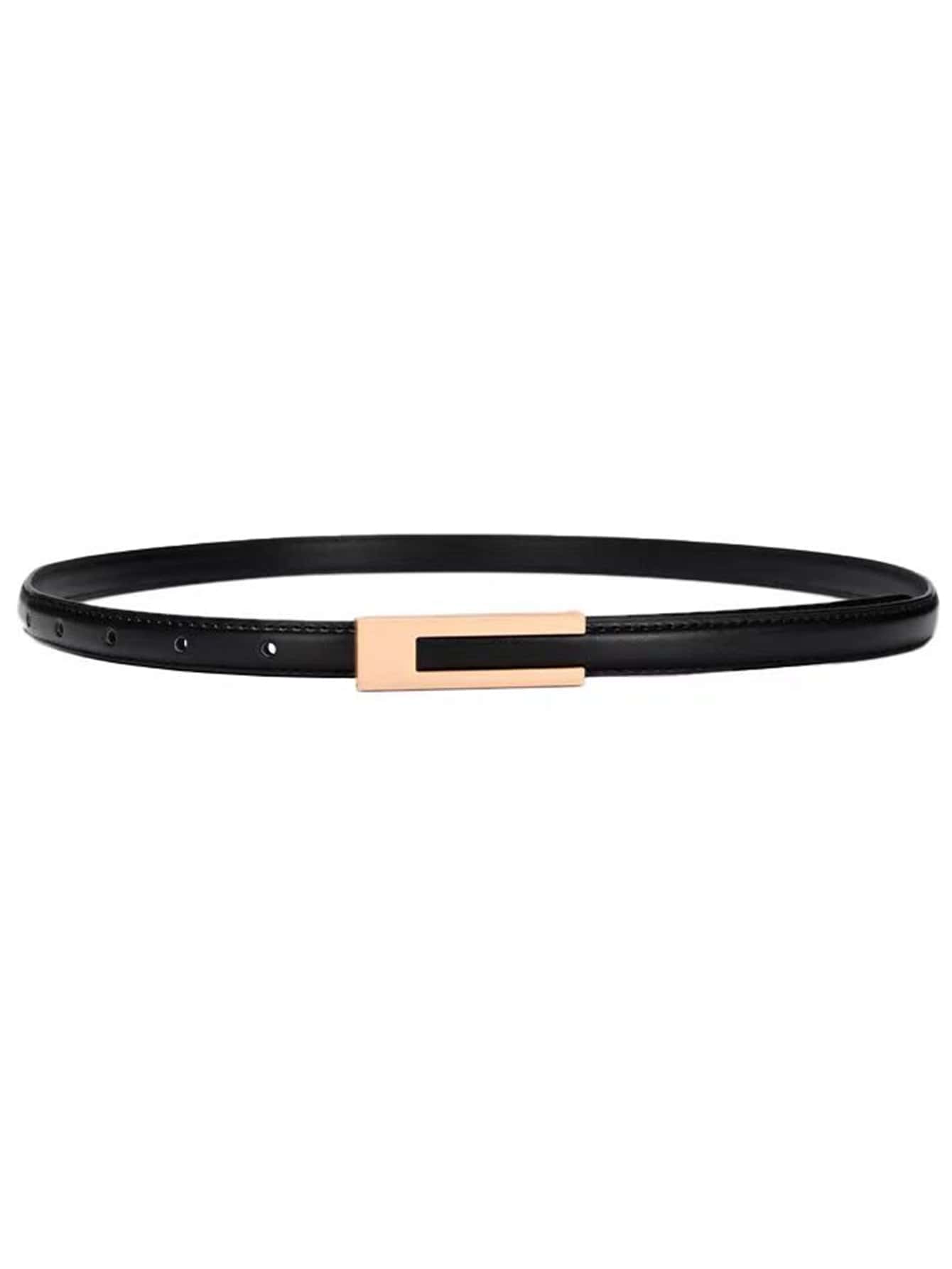 Elegant 1pc Women's Black Vintage Skinny Belt For Dress, Shirt, Suit & Daily Wear Summer, School Fall, Autumn, Halloween - Black - View 1