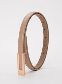 1 件女士复古百搭细黑色腰带，适合连衣裙、衬衫、西装裤，非常适合夏季、秋季、万圣节日常使用 - 卡其色 - 查看 2