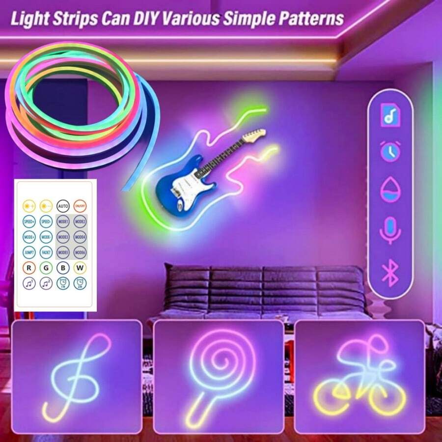 1 pieza PVC Luz de neón , creativo instrumento musical diseño Letrero de neón LED para fiesta - Blanco - Ver 1