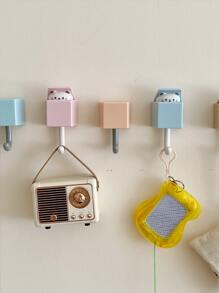 1入組貓鑰匙掛鉤，創意卡通貓掛鉤可愛寵物掛鉤適用於外套圍巾帽子牆壁裝飾最大重量建議1公斤 - 粉色 - 查看 5