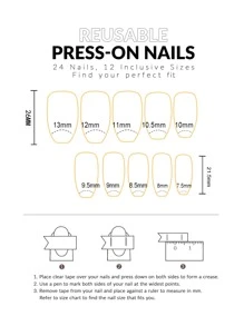 VV MEI JIA ER Medium Coffin Leopard Print Purple Design With Glitter Line Fake Nail Press On False Nail With Glue Designs Set Full Cover Artificial Simple Dark Blue Ins Style Art Nail Tip & 1sheet Tape & 1pc Nail File Press On Nails Nail Supplies - Multicolor - View 4