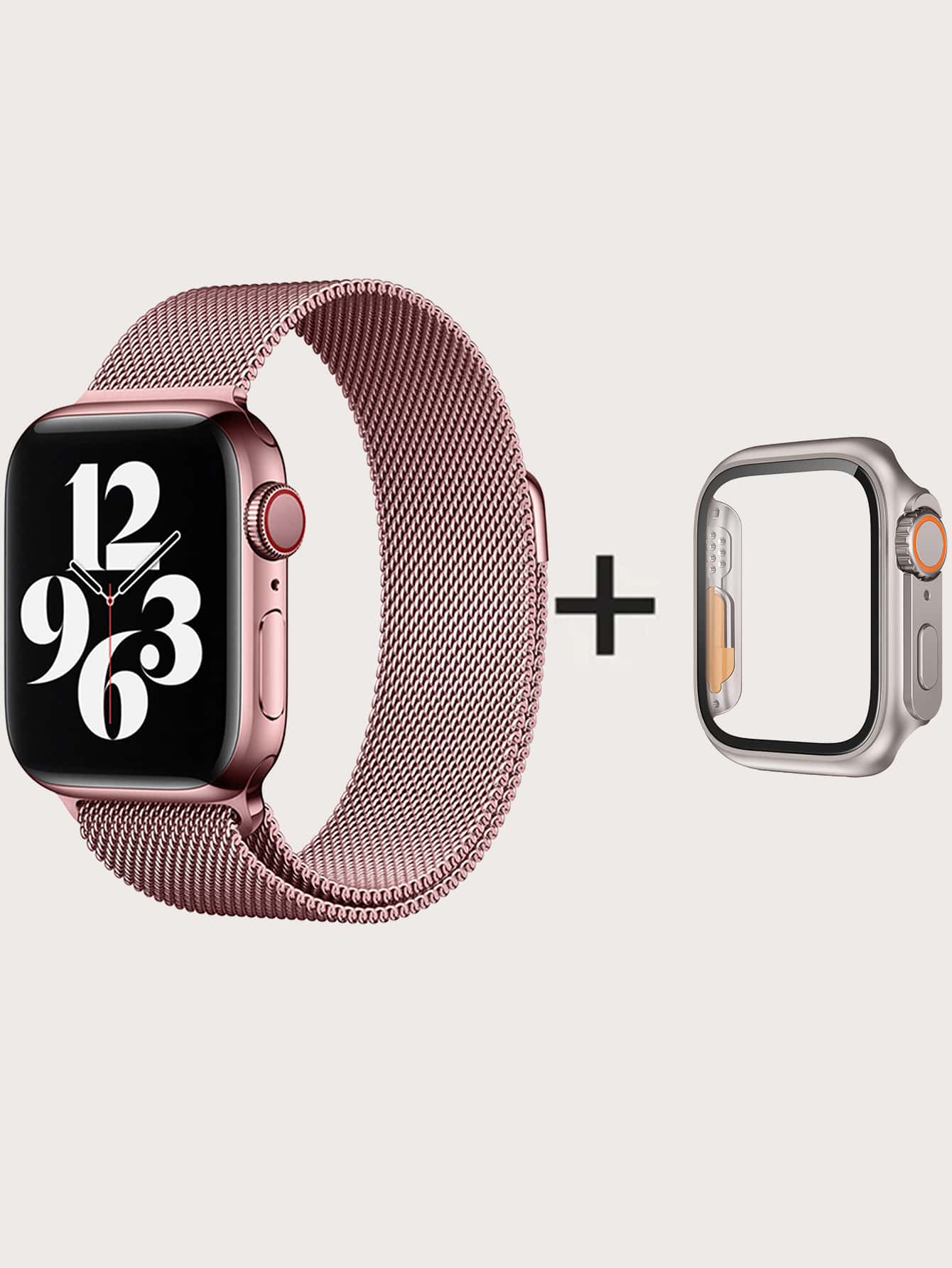 1套手錶金屬網纖薄腰帶 和 1入組屏幕保護膜鋼化膜集成兼容 Apple Watch 保護套 40 毫米 41 毫米 44 毫米 45 毫米，兼容 Apple Watch 系列 Se/8/7/6/5/4 手錶配件 - 彩色 - 查看 1