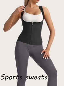 女士运动户外汗背心桑拿服桑拿衬衫塑身衣束腰带健身配件收腹束腰带腰部束腰带春季收腹塑身衣 - 藍色 - 查看 6