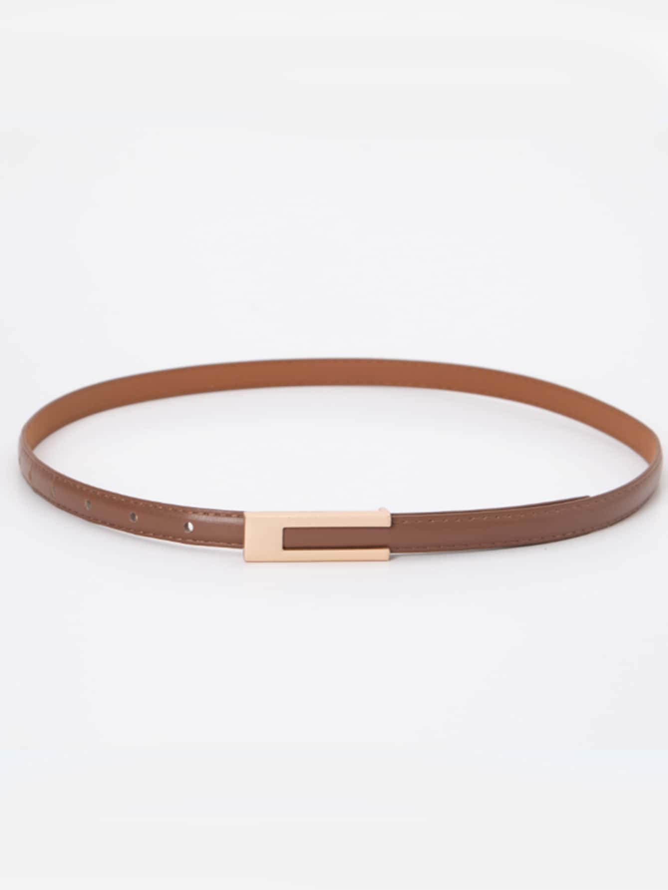 1 件女士复古百搭细皮带，黑色，适合搭配连衣裙、衬衫、西装裤等，适合夏季、秋季、万圣节日常使用 - 棕色 - 查看 1