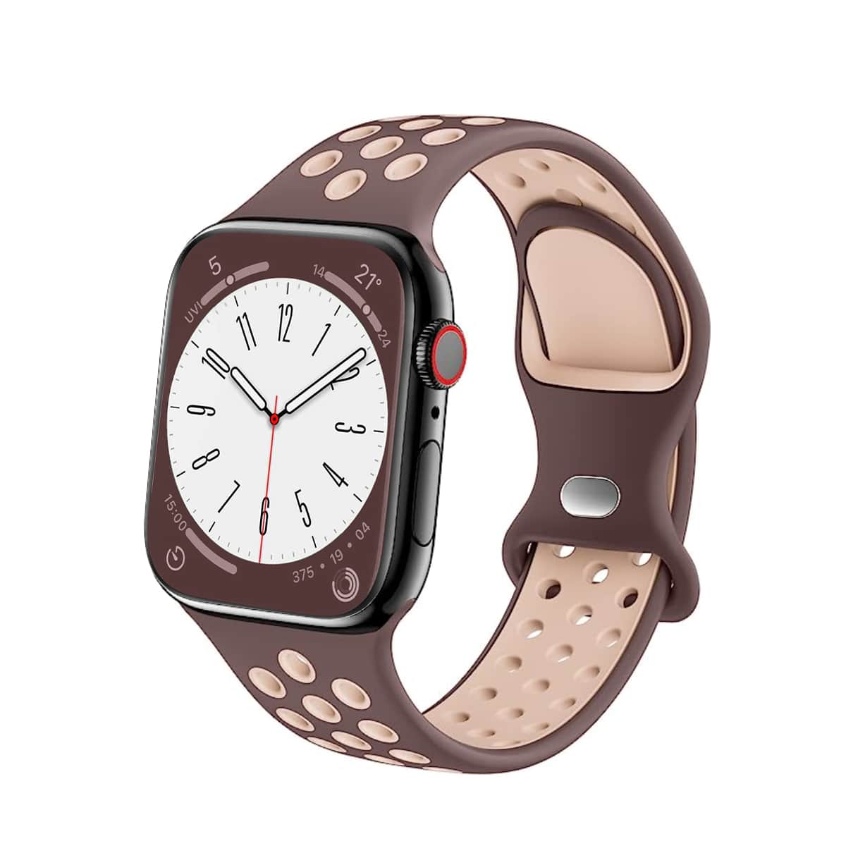 St.siabe Dây đeo đồng hồ thể thao mềm mại bằng silicon thoáng khí, Phụ kiện thay thế dây đeo đồng hồ chống nước tương thích với Apple Watch Series SE, 1-8, Apple Watch 38mm 40mm 41mm 42mm 44mm 45mm, Unisex - Xem 1