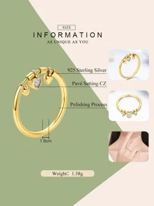 ESBERRY 1入組作為你Love優雅戒指適合女士S925純銀精細首飾類禮品 - 金色 - 查看 6
