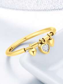 ESBERRY 1入組作為你Love優雅戒指適合女士S925純銀精細首飾類禮品 - 金色 - 查看 4