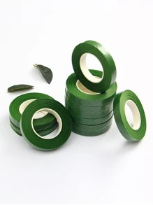 2入組花卉圖案綠色膠帶和紙,自黏式莖織帶插花